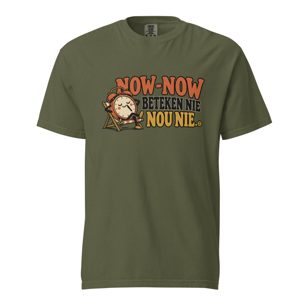 Now-now beteken nie nou nie