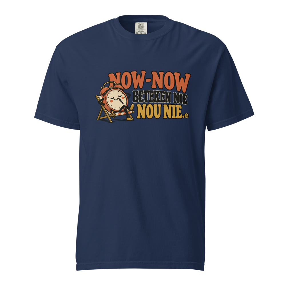 Now-now beteken nie nou nie