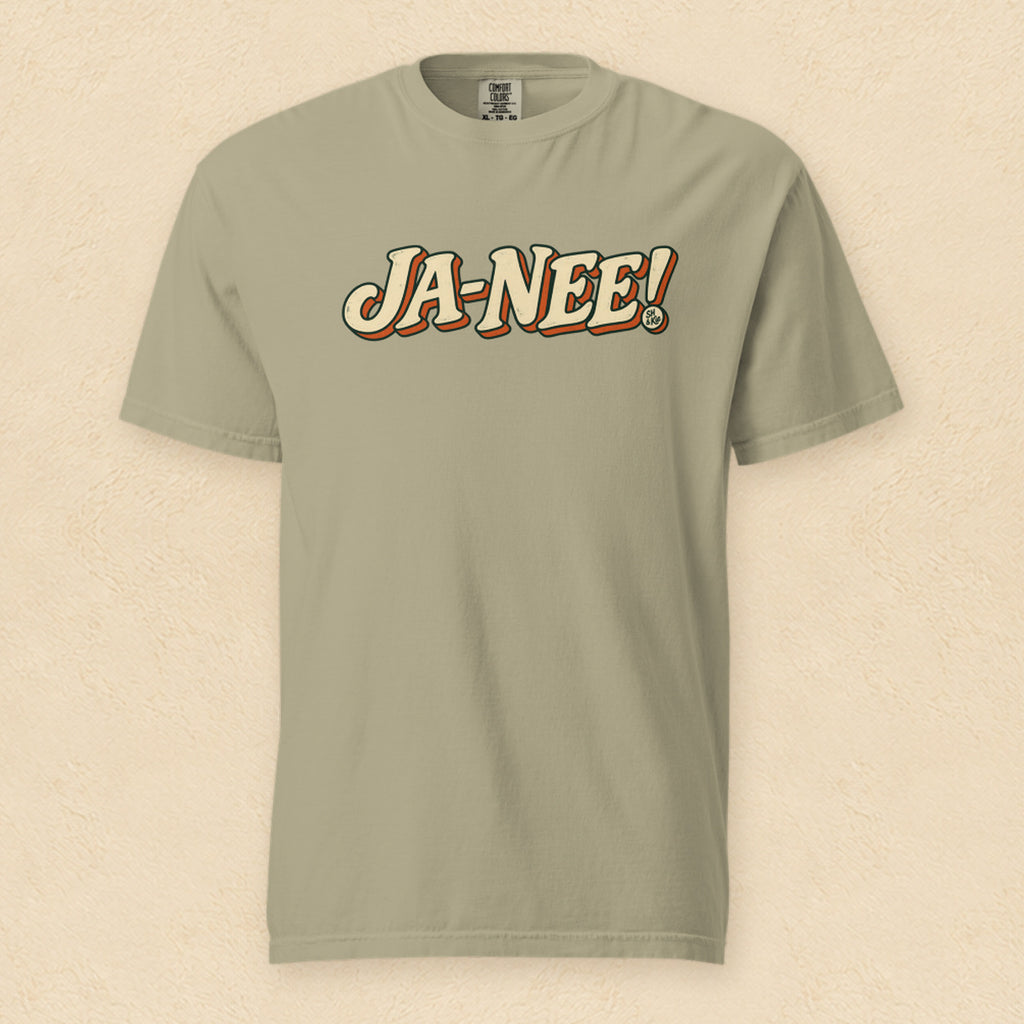 Ja-nee! — Khaki shirt on cream wall
