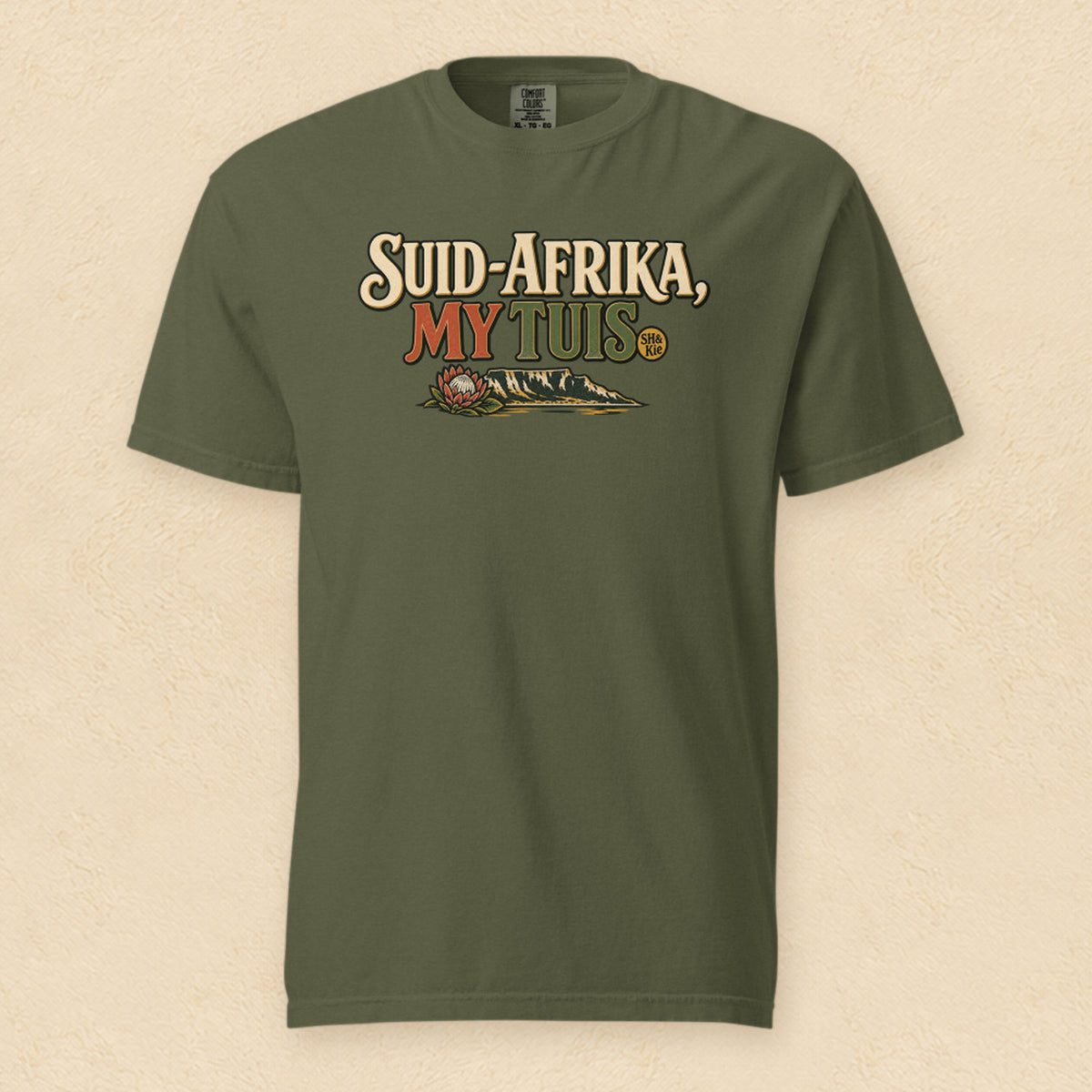 Suid-Afrika, my tuis — Hemp shirt on cream wall
